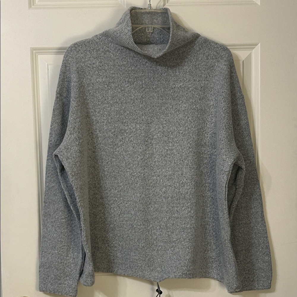 Cozy Gray Drawstring Turtleneck Sweater by Zara